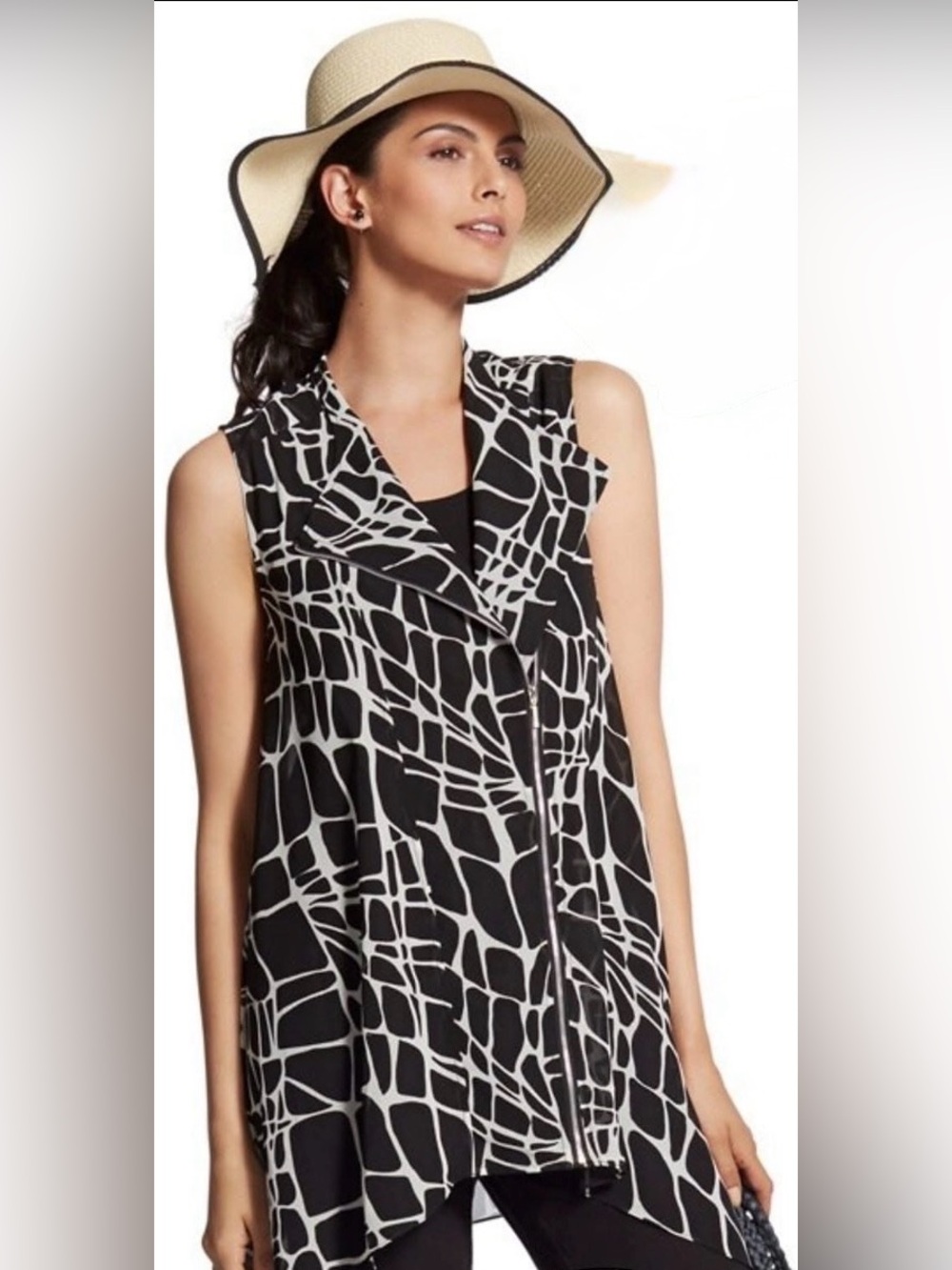 🦒Chico's Black and White Animal Print Tunic Vest 🦒